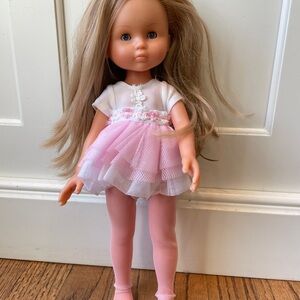 Vintage Corolle Ballerina Doll 13” Blonde Blue Eyes Pink Outfit